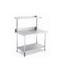 Stainless Steel Work Table Bench with Top Shelf and Splashback 1200x600x(900+550)mm