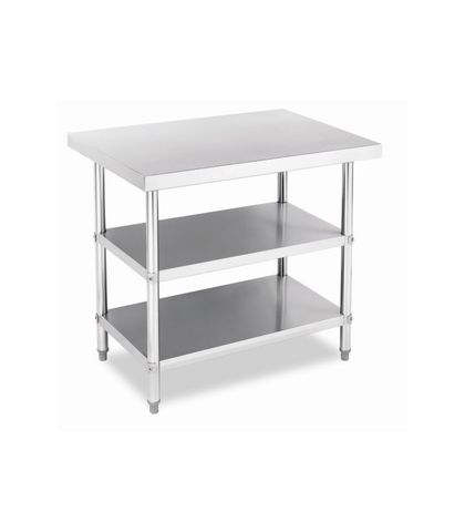 Stainless Steel Work Table Bench with Dual Under Shelf 1200x760x900mm