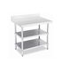 Stainless Steel Work Table Bench with Dual Under Shelf and Splashback 1200x760x(900+100)mm