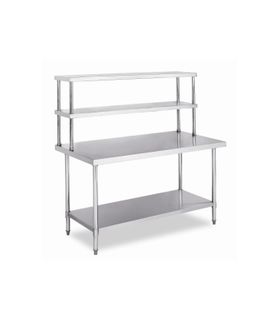 Stainless Steel Work Table Bench with Dual Top Shelf 1200x800x(900+660)mm
