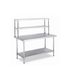 Stainless Steel Work Table Bench with Dual Top Shelf 1200x800x(900+660)mm