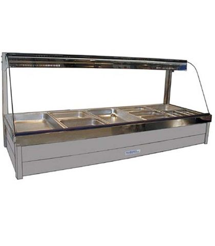 Roband C25RD - Curved Glass Hot Food Display Bars - Double Row, 5 Pans Wide with Roller Doors