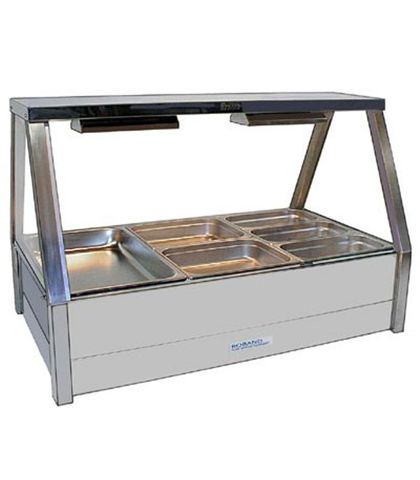 Roband E23 - Straight Glass Hot Food Display Bar - Double Row, 3 Pans Wide