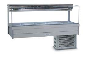 Roband SRX25RD - Square Glass Refrigerated Food Display Bar - Double Row, 5 Pans Wide