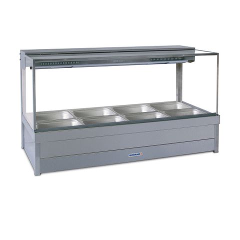 Roband S24 - Square Glass Hot Food Display Bar - Double Row, 4 Pans Wide