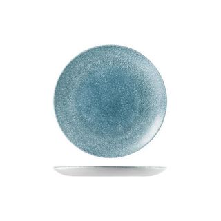 Round Coupe Plate 217mm CHURCHILL "Studio" Raku Topaz Blue