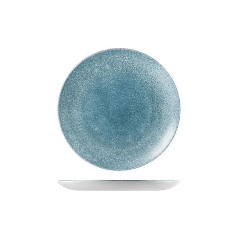 Round Coupe Plate 217mm CHURCHILL "Studio" Raku Topaz Blue