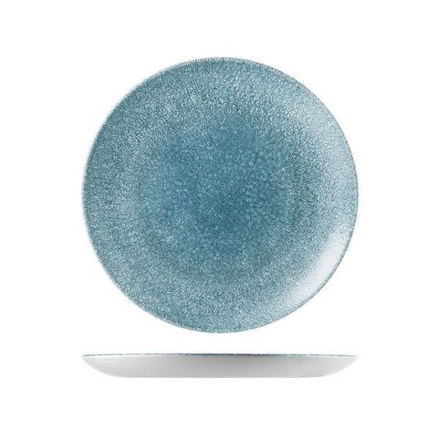 Round Coupe Plate 260mm CHURCHILL "Studio" Raku Topaz Blue