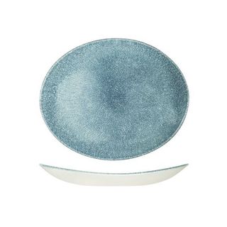 Oval Coupe Plate 270x229mm CHURCHILL "Studio" Raku Topaz Blue
