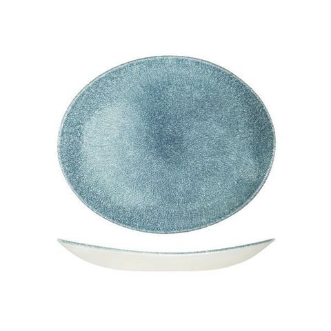 Oval Coupe Plate 270x229mm CHURCHILL "Studio" Raku Topaz Blue