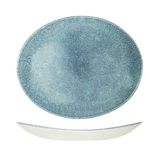 Oval Coupe Plate 317x255mm CHURCHILL "Studio" Raku Topaz Blue