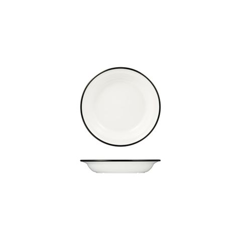 Evoke Deep Round Plate 200mm RYNER White with Black Rim