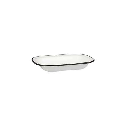 Evoke Rectangular Platter 200 x 145 x 40mm RYNER White with Black Rim