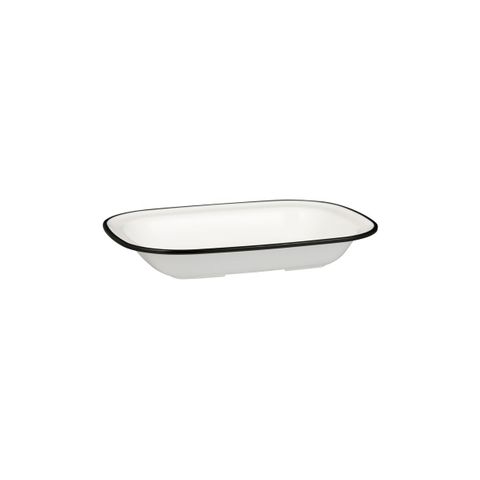 Evoke Rectangular Platter 230 x 175 x 40mm RYNER White with Black Rim