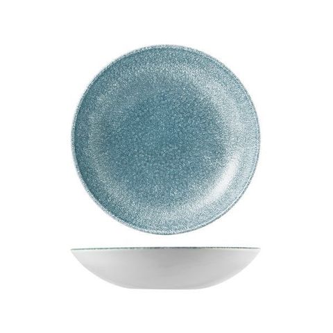 Round Coupe Bowl 248mm CHURCHILL "Studio" Raku Topaz Blue