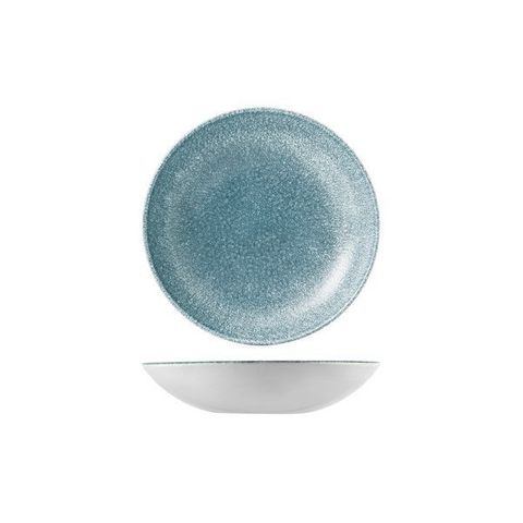 Round Coupe Bowl 182mm CHURCHILL "Studio" Raku Topaz Blue