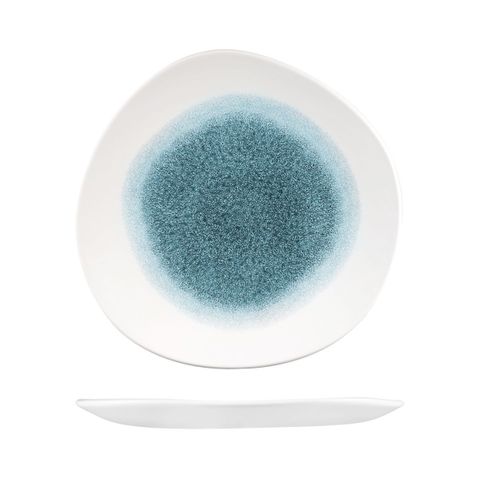 Round Organic Plate 264mm CHURCHILL "Studio" Raku Topaz Blue