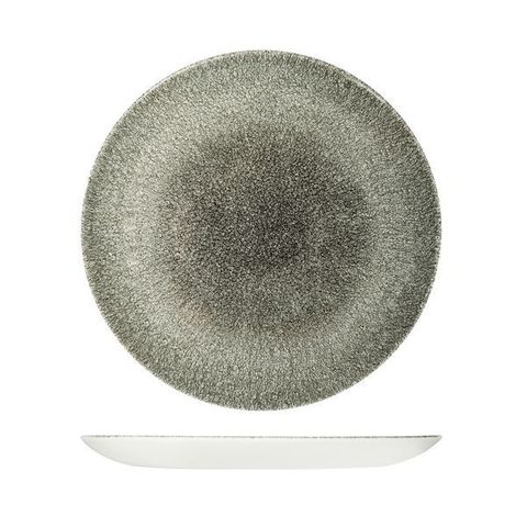 Round Coupe Plate 288mm CHURCHILL "Studio" Raku Quartz Black