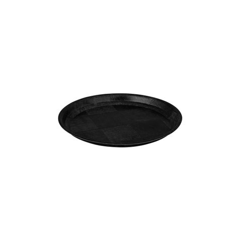 Round Tray 200mm Black Woven Wood