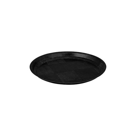 Round Tray 250mm Black Woven Wood