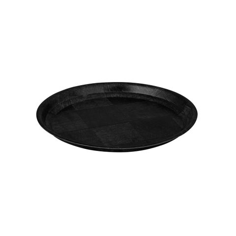 Round Tray 300mm Black Woven Wood