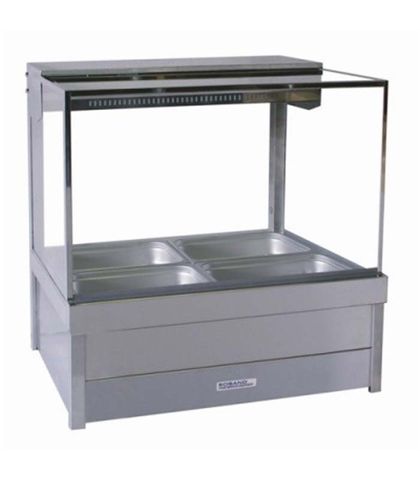 Roband S22 - Square Glass Hot Food Display Bar - Double Row, 2 Pans Wide with Roller Doors