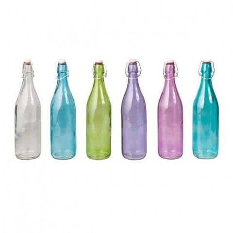 1.0lt Round Glass Bottle - Purple
