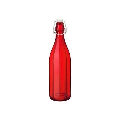 1.0lt Oxford Bottle With Top Bormioli Rocco - Red
