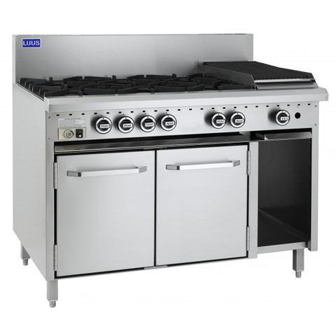 LUUS PROFESSIONAL RS 1200MM 6 Burner 300mm Chargrill & Oven 230mj NAT/230mj LPG