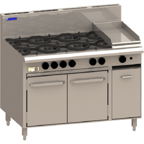 LUUS PROFESSIONAL RS 1200MM 6 Burner 300mm Griddle & Oven 215mj NAT/215mj LPG