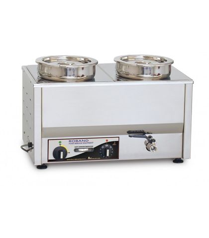 Roband BM2 - Counter Top Bain Marie 2 X 200mm Round (7.25L) Pots & Lids