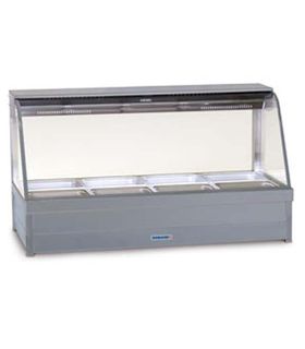 Roband C24 - Curved Glass Hot Food Display Bars - Double Row, 4 Pans Wie