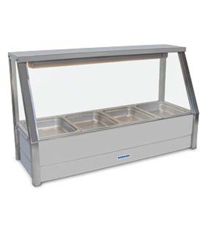 Roband E14 - Straight Glass Hot Food Display Bar - Single Row, 4 Pans Wide