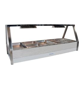 Roband E25 - Straight Glass Hot Food Display Bar - Double Row, 5 Pans Wide