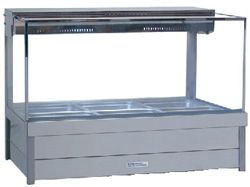 Roband S23 - Square Glass Hot Food Display Bar - Double Row, 3 Pans Wide