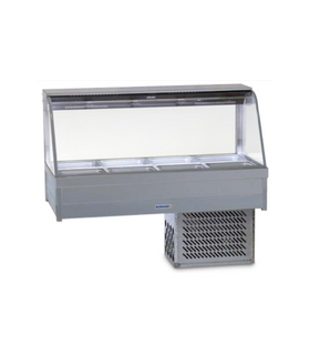 Roband CRX24RD - Curved Glass Refrigerated Food Display Bar - Double Row, 4 Pans Wide