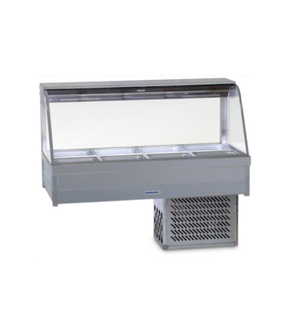 Roband CRX24RD - Curved Glass Refrigerated Food Display Bar - Double Row, 4 Pans Wide