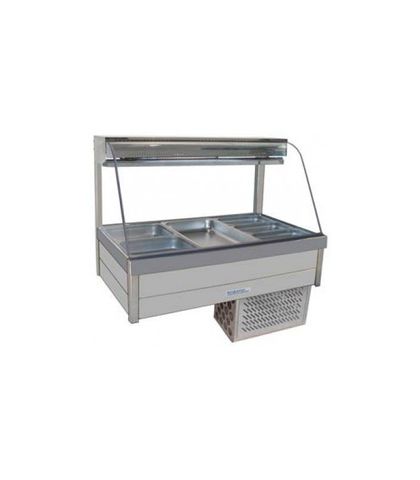 Roband CRX23RD - Curved Glass Refrigerated Food Display Bar - Double Row, 3 Pans Wide