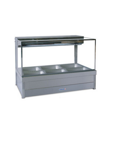 Roband SFX23RD - Square Glass Refrigerated Food Display Bar (No Motor) - Double Row, 3 Pans Wide