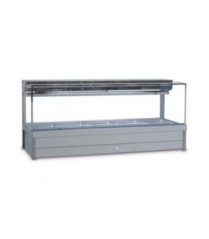 Roband SFX25RD - Square Glass Refrigerated Food Display Bar (No Motor) - Double Row, 5 Pans Wide