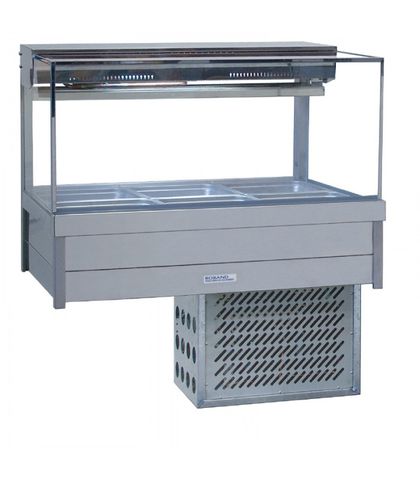 Roband SRX23RD - Square Glass Refrigerated Food Display Bar - Double Row, 3 Pans Wide