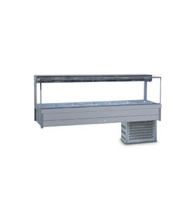 Roband SRX26RD - Square Glass Refrigerated Food Display Bar - Double Row, 6 Pans Wide