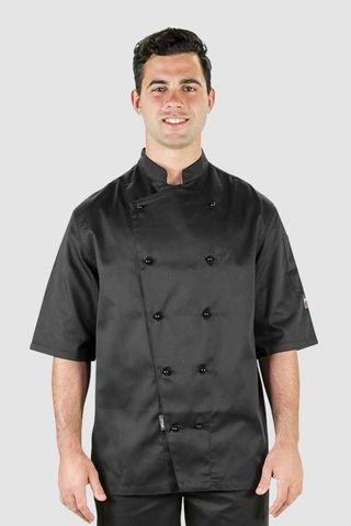 Traditional Chef Jacket Black Short Sleeve 2XL