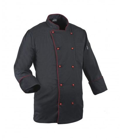 Chef Jacket Black with Red Button Size: L