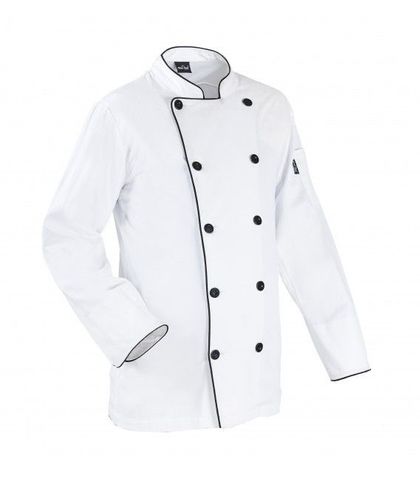 Chef Jacket White with Black Button Size: L