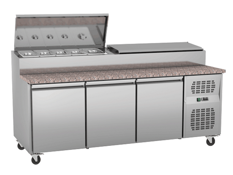EXQUISITE Sandwich / Pizza Preparation Chillers 470L 3 x GN 1/3 and 1 x GN 1/2 each side