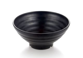 8" Melamine Round Ribbed Bowl 22x7.5cm Matte Black