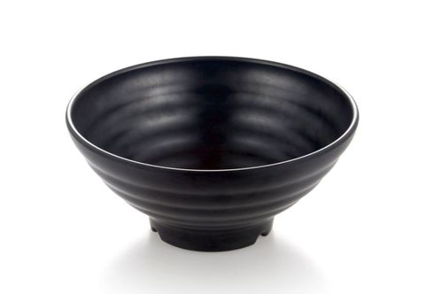 8" Melamine Round Ribbed Bowl 22x7.5cm Matte Black