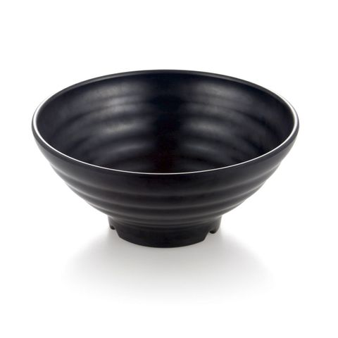 9" Melamine Round Ribbed Bowl 22x10cm Matte Black