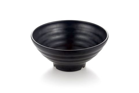 7" Melamine Round Ribbed Bowl 17.5x6.5cm Matte Black